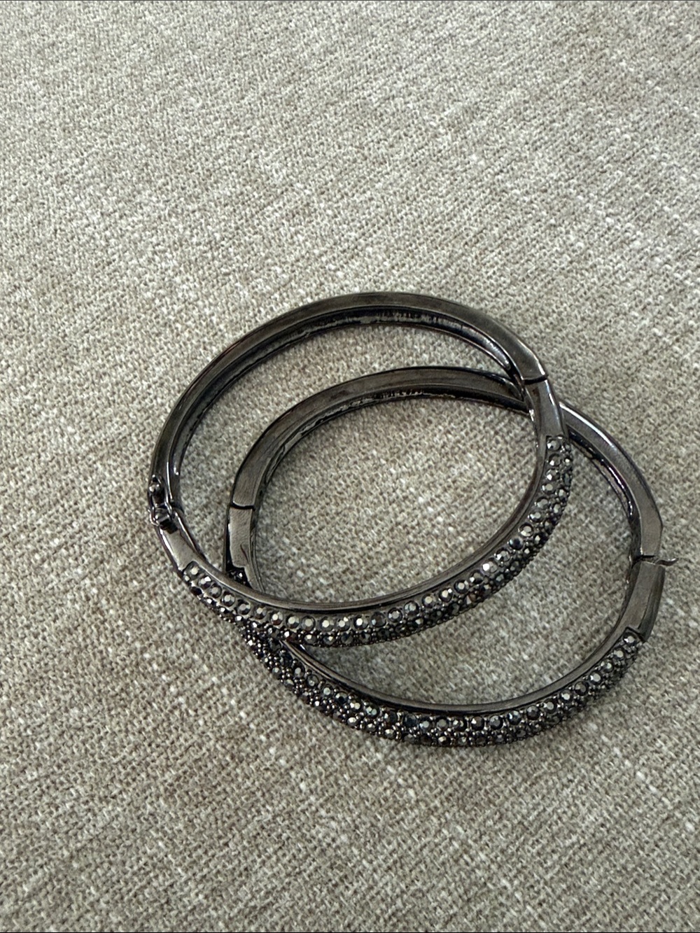 Pave Gunmetal Bracelets with Crystal Detail - Women's Jewelry